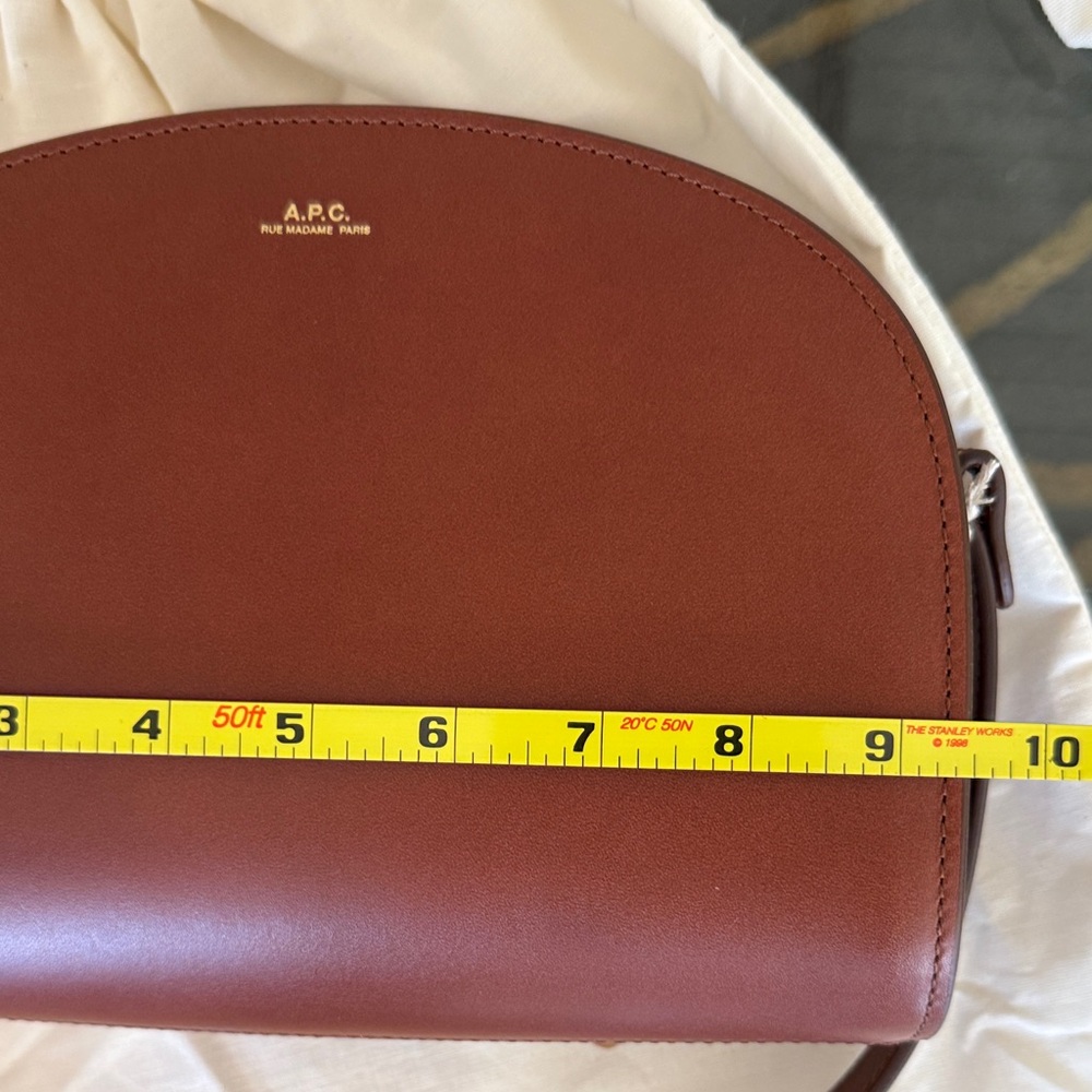 A.P.C. Tan Leather Demi Luna (Half Moon) Crossbody Bag NWT - Picture 8 of 11